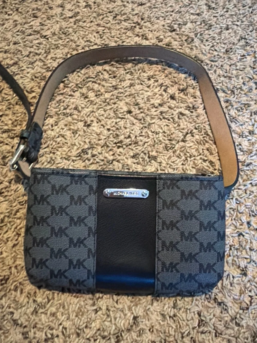 Michael Kors Charcoal and Black MK Monogram belt Bag